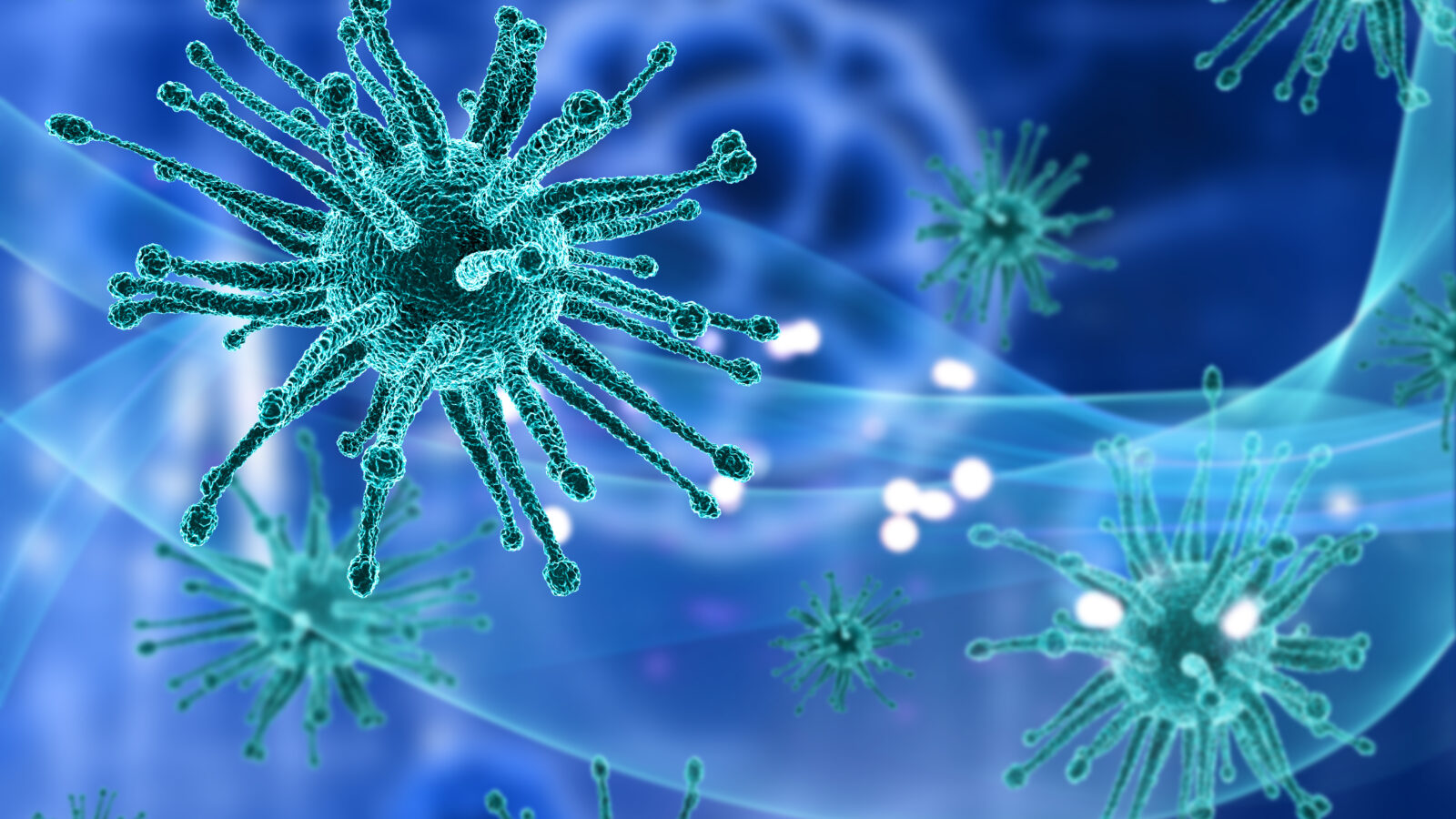 3D medical background with abstract virus cells
